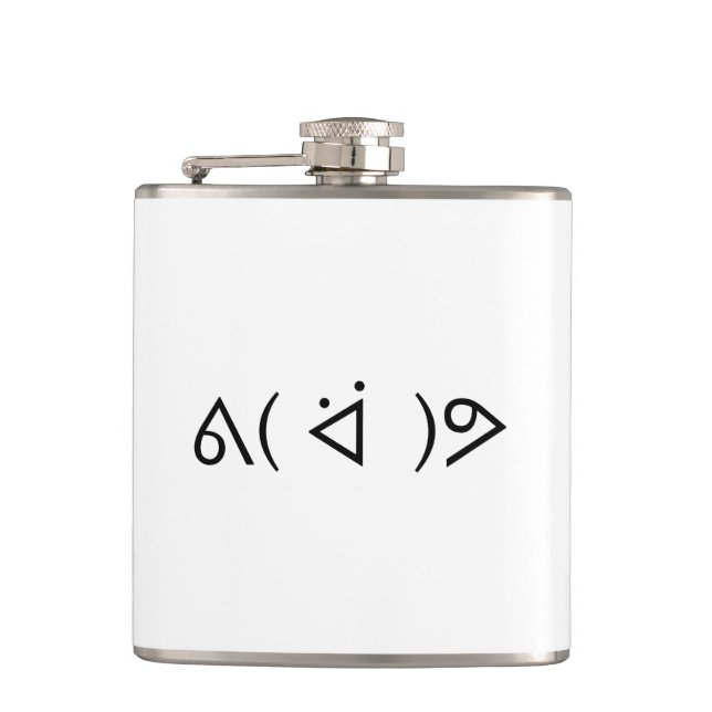 Happy Gary ᕕ( ᐛ )ᕗ Meme Emoticon Emoji Text Art Hip Flask (Front)