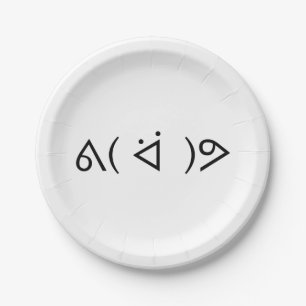 Happy Gary ᕕ( ᐛ )ᕗ Meme Emoticon Emoji Text Art Paper Plate