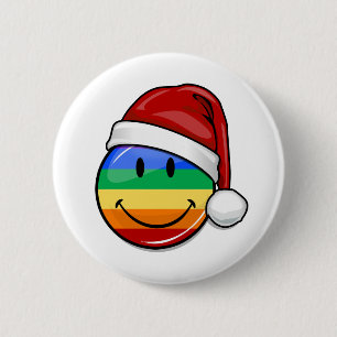 Happy Gay Lgbt Pride Flag Christmas Santa Button