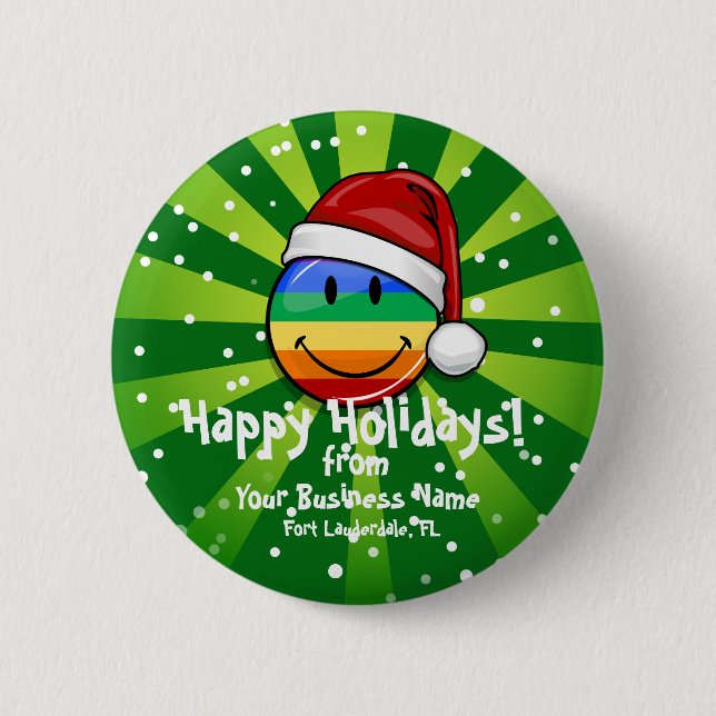 Happy Gay Lgbt Pride Flag Christmas Santa Button (Front)