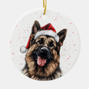 Happy German Shepherd Dog Christmas Personalized Ceramic Tree Decoration