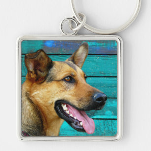 Happy German Shepherd Dog Key Ring