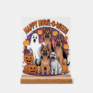 Happy German Shepherd Halloween Acrylic Sign