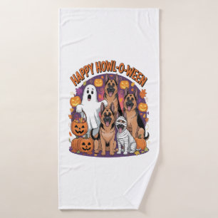 Happy German Shepherd Halloween Bath Towel