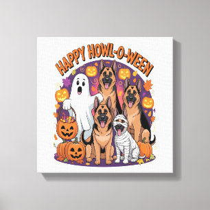 Happy German Shepherd Halloween Canvas Print