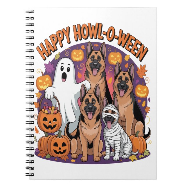 Happy German Shepherd Halloween Notebook (Front)