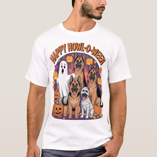 Happy German Shepherd Halloween T-Shirt (Front)