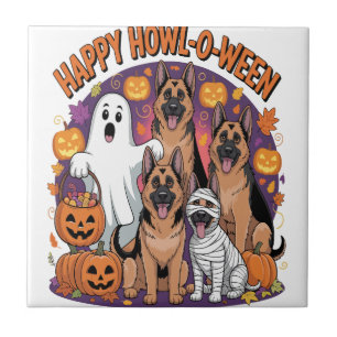 Happy German Shepherd Halloween Tile