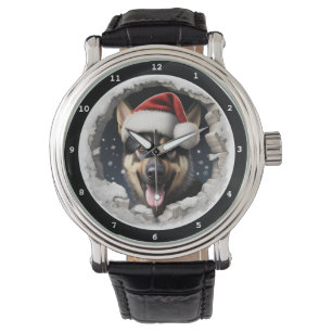 Happy German Shepherd Puppy Winter Holiday Watch