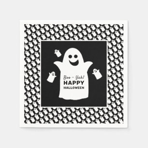 Happy Ghost, Black Halloween Party Napkin