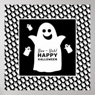 Happy Ghost, Black Halloween Party Poster