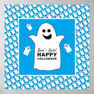 Happy Ghost, Blue Halloween Party Poster