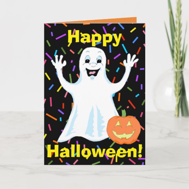 Happy Ghost Halloween Greeting card (Front)