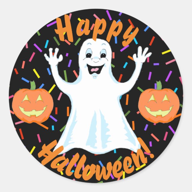 Happy Ghost Halloween Stickers (Front)
