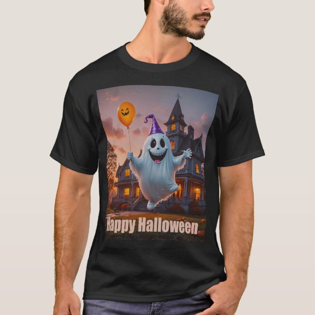 Happy Ghost Halloween T-Shirt (Front)