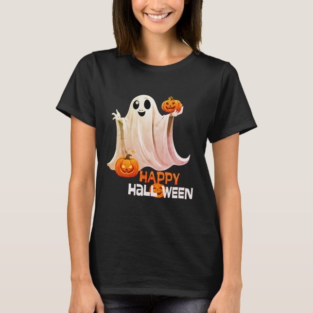 Happy Ghost Happy Halloween T-Shirt (Front)