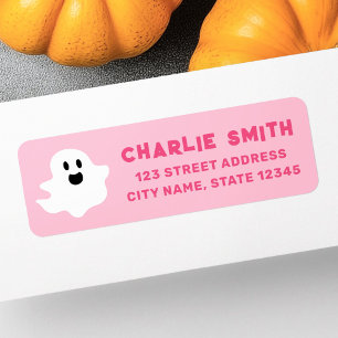 Happy ghost pink Halloween return address