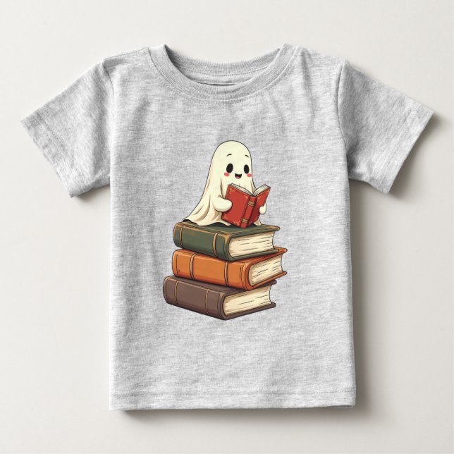 Happy Ghost Reader - Funny Bookworm Baby T-Shirt (Front)