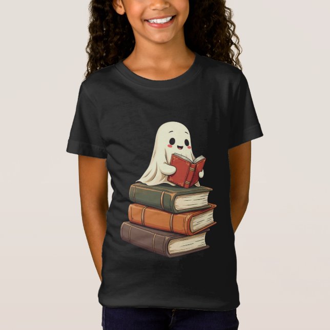 Happy Ghost Reader - Funny Bookworm T-Shirt (Front)