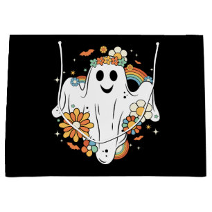 Happy Ghost Retro Hippie Vibe Large Gift Bag