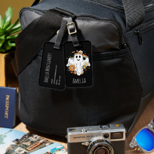 Happy Ghost Retro Hippie Vibe Luggage Tag