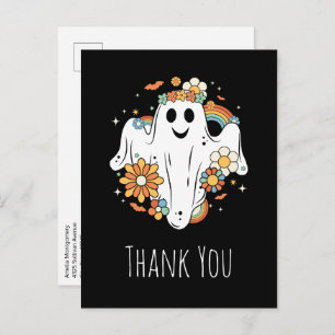 Happy Ghost Retro Hippie Vibe Thank You Postcard