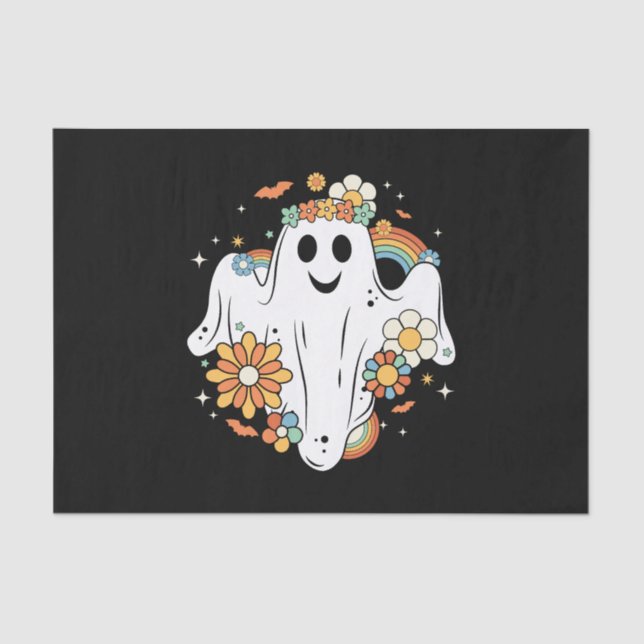 Happy Ghost Retro Hippie Vibe Tissue Paper (Front)