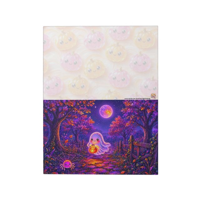 Happy Ghost & Spider Halloween Notepad (Rotated)