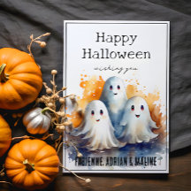 Happy Ghosts Family Halloween Greeting Card