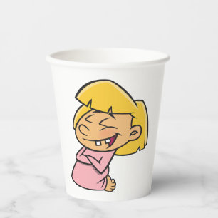 Happy Giggling Cartoon Girl Paper Cups
