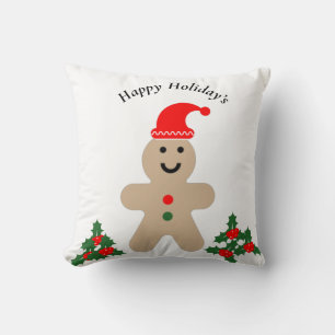Happy Ginger Bread Man Holiday Cushion