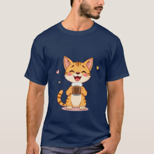 Happy Ginger Cat Coffee Love Joyful Morning ✨🐾☕ T-Shirt