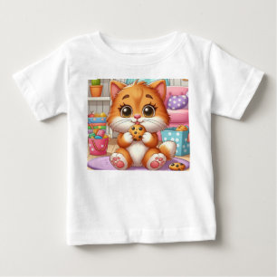 Happy Ginger Kitten With Cookie Toddler T-Shirt