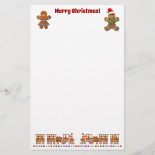 Happy Gingerbread Cookies With Xmas Train Stationery