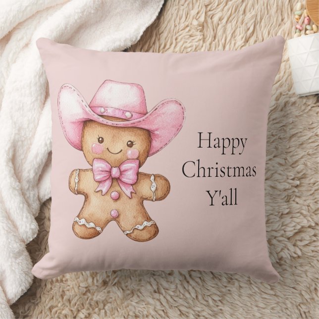 Happy Gingerbread Cowgirl Christmas Cushion (Blanket)