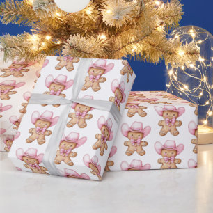 Happy Gingerbread Cowgirl Christmas Wrapping Paper
