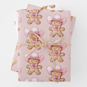 Happy Gingerbread Cowgirl Christmas Wrapping Paper Sheet