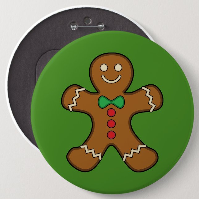 Happy Gingerbread Man 6 Cm Round Badge (Front & Back)