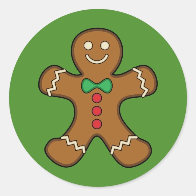 Happy Gingerbread Man Classic Round Sticker (Front)