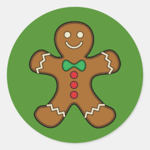 Happy Gingerbread Man Classic Round Sticker