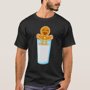 Happy Gingerbread Man Enjoying A Glass Of Milk T-Shirt