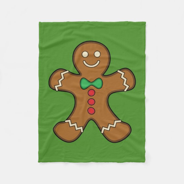 Happy Gingerbread Man Fleece Blanket (Front)