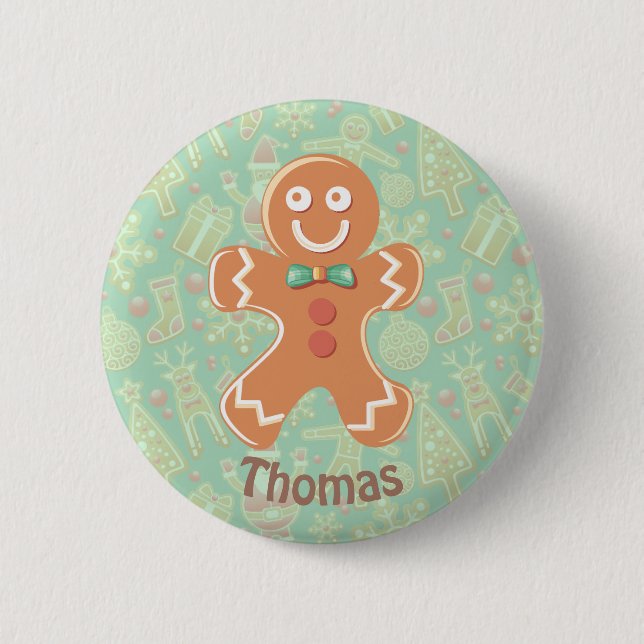 Happy Gingerbread Man Merry Christmas 6 Cm Round Badge (Front)