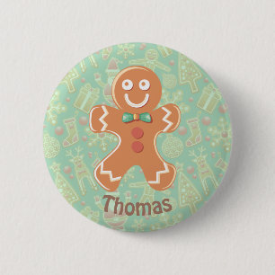 Happy Gingerbread Man Merry Christmas 6 Cm Round Badge