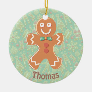 Happy Gingerbread Man Merry Christmas Ceramic Tree Decoration