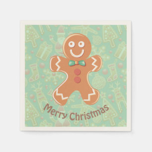 Happy Gingerbread Man Merry Christmas Napkin