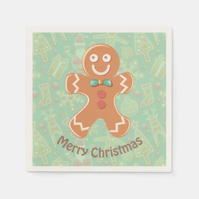 Happy Gingerbread Man Merry Christmas Napkin (Front)