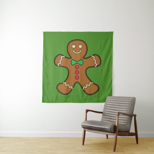 Happy Gingerbread Man Tapestry (In Situ)