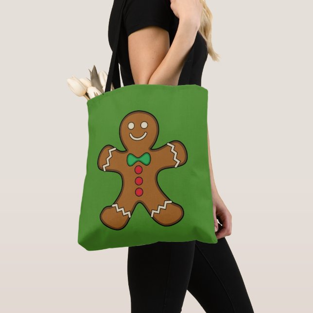 Happy Gingerbread Man Tote Bag (Close Up)