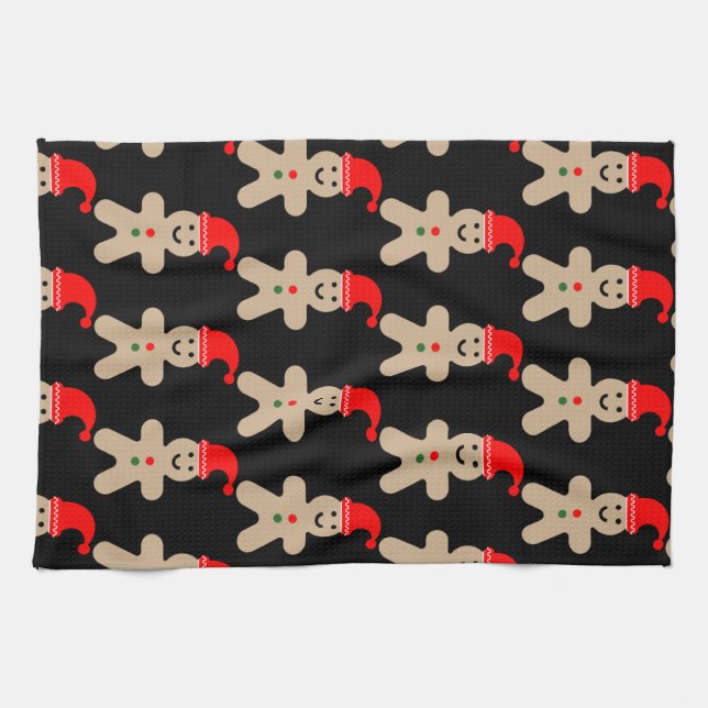 Happy Gingerbread man Winter Tea Towel (Horizontal)